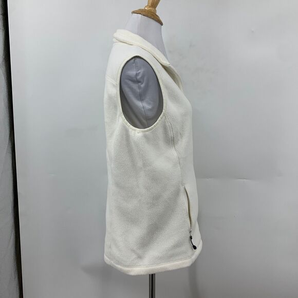 Vineyard Vines Westerly Fleece Vest Womens Medium Beige Zip Up Sleeveless Jacket - Picture 4 of 12